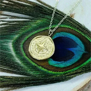 Compass gold coin necklace graduation gift